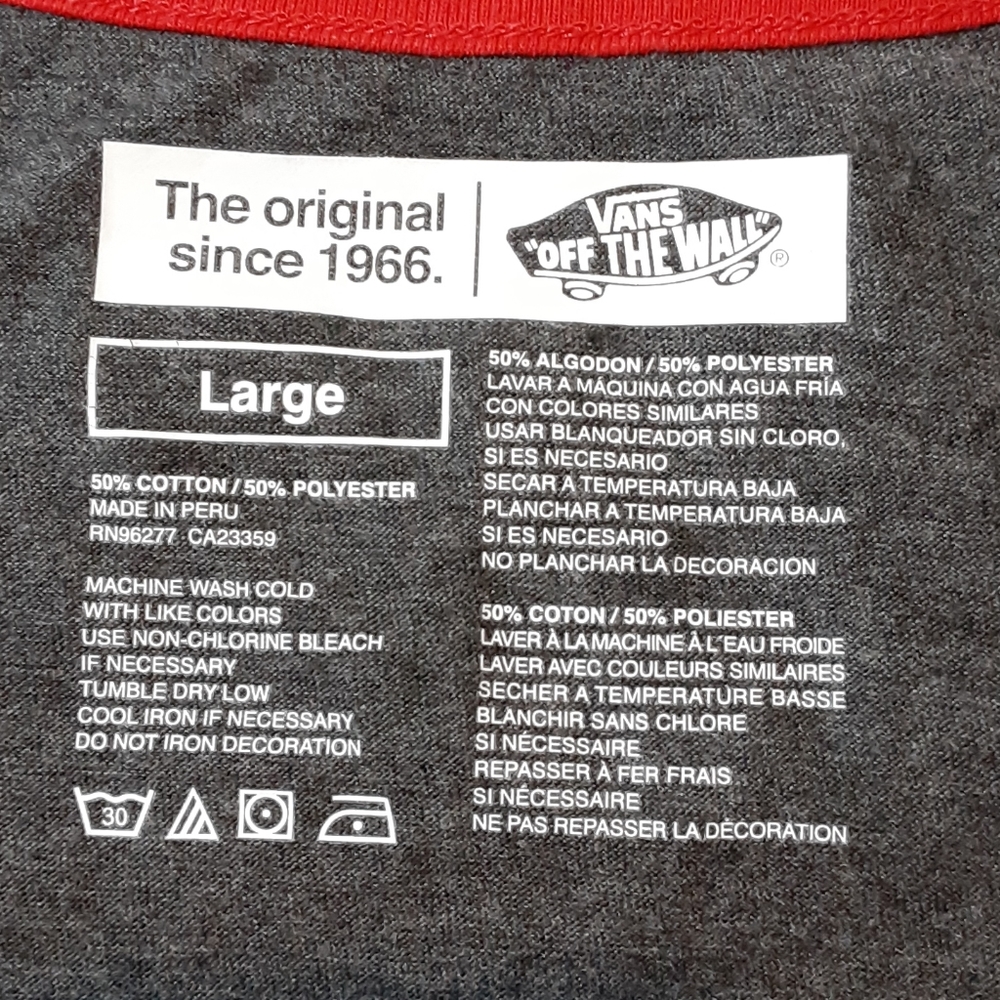 NWT Vans Mens Large Gray Basic Tank Red Trim - Picture 5 of 6